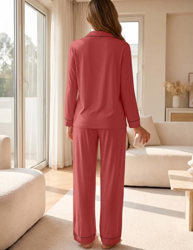 Image of ZMJ Womens Pajamas Sets 2 Piece Long Sleeve and Pant Pj Sets Button Up Sleepwear