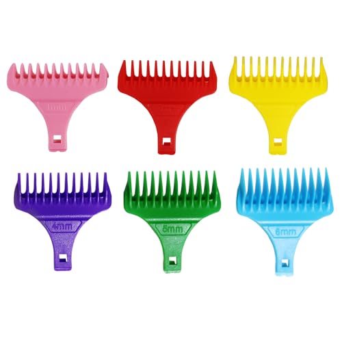 FunWorth Peines Para Maquina Cortapelo, Accesorios Universales Recortadores De Peine Guía, Peines para Cortar Barba, Herramienta de Peluquería, Negro (1-6mm-6 piezas-color)