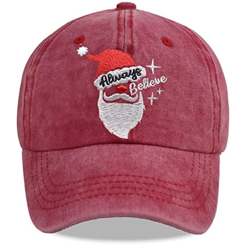 HHNLB Funny Christmas Hats for Men Women, Santa Always Believe Gifts, Adjustable Embroidered Merry Xmas Holiday Baseball Cap Cover
