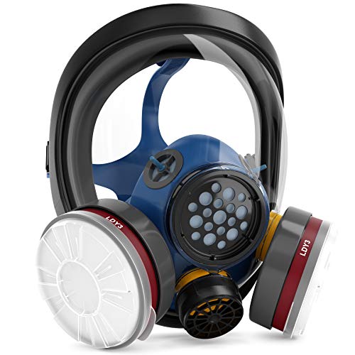 Blazin Full Face Respirator Gas Mask | Prepper Essential Protection | Tear Gas Pepper Spray Organic Vapors | Paint Face Cover | Dust, Welding, Painting, Polishing, Grinding, Sanding | Uses LDY3 Filter