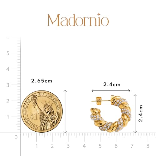 Chunky 18K Gold Plated Stainless Steel Earrings for Women Hypoallergenic Jewelry Trendy Statement Hoops Waterproof Non Tarnish Fashion Accessory Gift for Womens Wife Friend Sister2