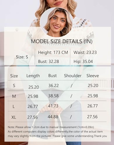 Image of Women's Fair Isle Sweater Crew Neck Long Sleeve Heart Sweater Vintage Tops