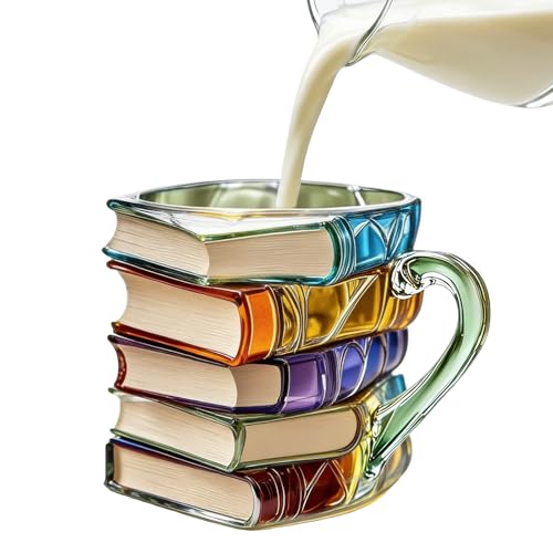 Cre-Ative - da caffè dipinta in 3D, da caffè impilabile a forma di libri, per appassionati di lettori di libri