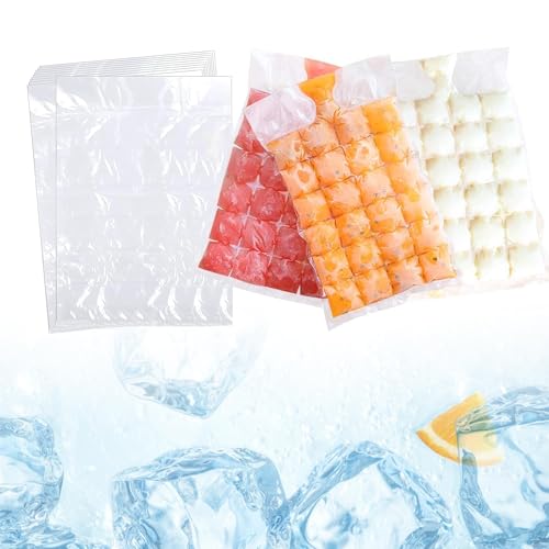 DOETYD 20 Pack 480 Ice Cube Bags Self-Sealing Ice Cube Bags for Freez Cocktail Whiskey Chilled Drinks Kitchen BBQ Parties Travel