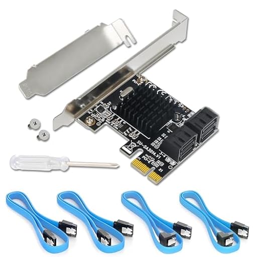 Tarjeta PCIe a SATA de 4 Puertos con 4 Cables, Tarjeta de extensión controladora con Soporte de Perfil bajo, PCIe a SATA (6Gbps) Compatible con 4 Dispositivos SSD/HDD | Ya disponible en tu tienda friki favorita! En mundofriki.es! Tarjeta PCIe a SATA de 4 Puertos con 4 Cables, Tarjeta de extensión controladora con Soporte de Perfil bajo, PCIe a SATA (6Gbps) Compatible con 4 Dispositivos SSD/HDD | Ya disponible en tu tienda friki favorita! En mundofriki.es!