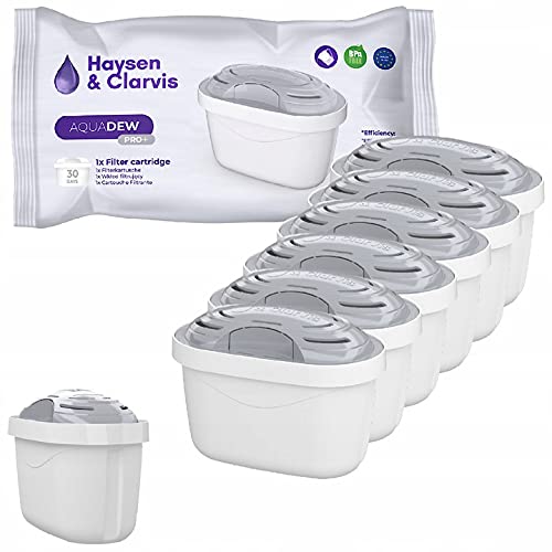 Haysen & Clarvis Lot de 6 cartouches filtrantes compatibles avec Brita Maxtra, PearlCo, BWT, Dafi