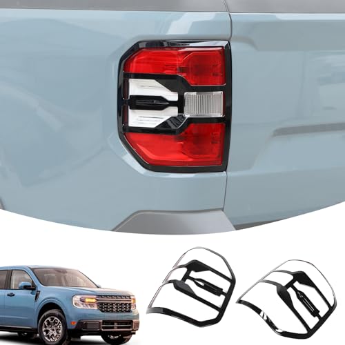 Lcojicep Car Tail Light Cover Trim Compatible with Ford Maverick 2022-2025 Rear Taillight Lamp Frame Cover Rear Headlight Frame Protection Cover Exterior Decoration Accessories (Piano Black)
