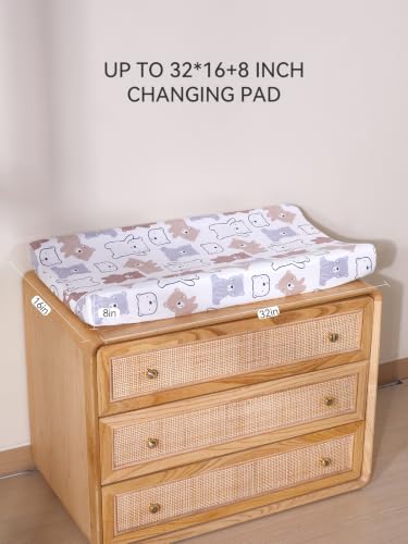 Image of TILLYOU Changing Pad Cover Set in Soft Jersey Material - Fits 32 inch /34''x16 Contoured Pad for Babies, Boonie Cubs