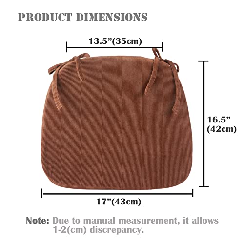 Big Hippo Chair Pads Memory Foam Chair Cushion With Ties For Dining Chair Non Slip Kitchen Pads And Dining Room Seat Cushion With Machine Washable Cover - 17"X16" (Brown) #TOP1