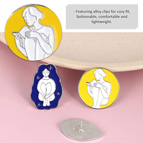 KESYOO Broche de Liga de 4 Peças Broche de Desenho de Deusa Estátua de Deus Peitoral Vintage Anjo Pe