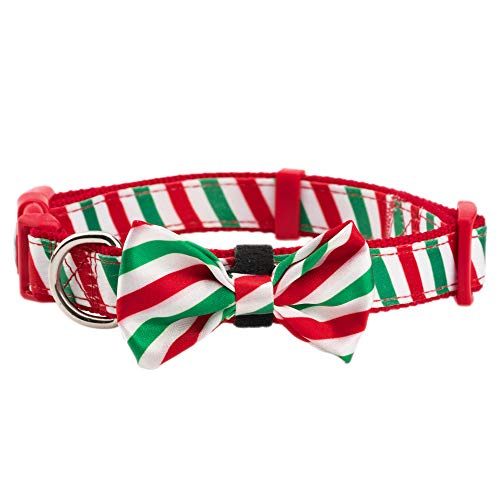 Yudote Holiday Christmas Dog Collar With Detachable Bow Tie, Gifts For Pets, Neck 10"-15”, Adjustable Collars For Small Dogs & Puppies #TOP10