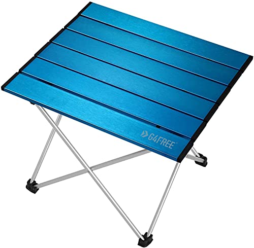 G4Free Portable Camping Table Aluminum Folding Table Compact Roll Up Tables with Carrying Bag for Outdoor Camping Hiking Picnic(Blue Small)