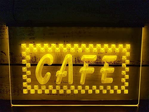 Luces de neón de cafetería amarillas de 30x20 cm con luces nocturnas regulables USB 2