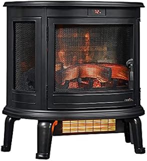 Duraflame 3D Black Curved Front, Infrared Electric Fireplace Stove with Remote Control | Black Electric Portable Heater 1500W | DFI-7117-01