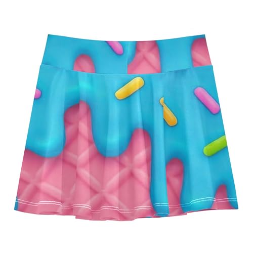 Joisal Tennis Skirts for Kids Pink Waffle Blue Colorful Sprinkles Athletic Shorts for Girls Skorts Cute Comfy School 4t2