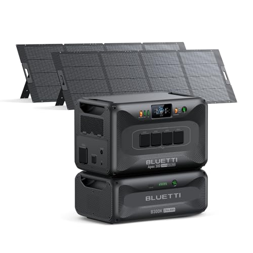 BLUETTI Solargenerator Apex 300 & B300K (2025 Neu) mit 2 350W Solarmodulen, 5529,6Wh LFP Batterie Backup mit 4 3840W AC Ausgängen (7680W Surge), ideal für Off-Grid