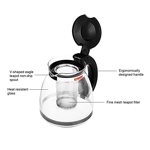 Bule de chá chinês de 1500ml resistente ao calor com filtro infusor de chá Flor Chaleira Café Cafete