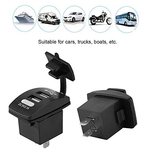 Dual USB Socket, Waterproof Power Outlet Fast DC5V 3.1A for 12V/24V Car Boat Marine Bus Truck