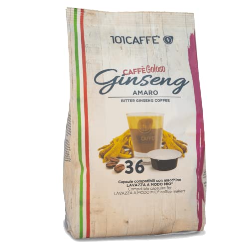 101CAFFE' Caff? al Ginseng Amaro | Confezione da 36 capsule compatibili con macchine Lavazza A Modo Mio