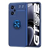 SEAHAI Coque pour Realme GT Neo 3T 5G/Realme GT 2 5G/Realme GT Neo 2, Silicone Housse avec 360 Degrés Rotation Bague, Ultra Mince TPU en Gel Antichoc Housse Protection Étui - Bleu/Bleu