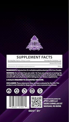 Image of Halostachine Powder Supplements (Ready for Use) | Nootropic and Energy Agent | Non-GMO, Gluten Free | Made in USA - Third Party Tested (5 Grams)
