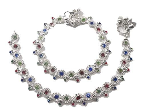 IFH Beauty Indian Bollywood Silver Tone Ankle Bracelet Payal Anklet Women Barefoot Jewelry