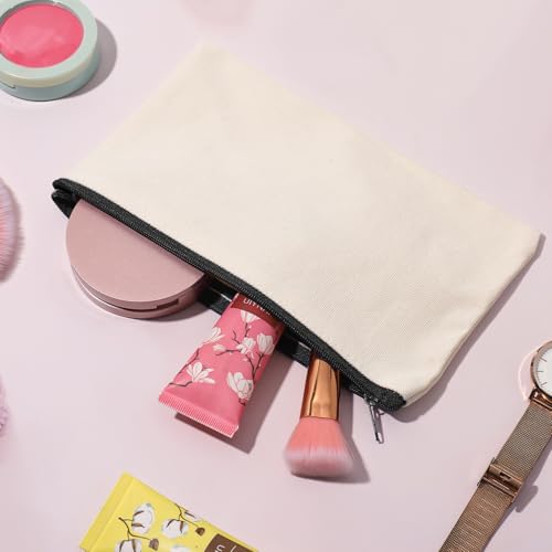 Vyuwast 20 Stück DIY Blanko Stoffbeutel, Stoff Federmäppchen mit Reißverschluss, Klein Stoffbeutel zum Bemalen, Mäppchen Reise Kosmetiktasche, Stofftasche für Schule Kindergeburtstag (20, Schwarz)