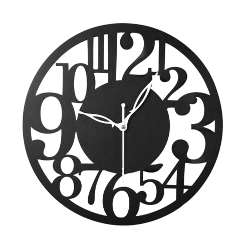mikush Modern Black Cutout Wall Clock – Silent Non-Ticking Quartz...
