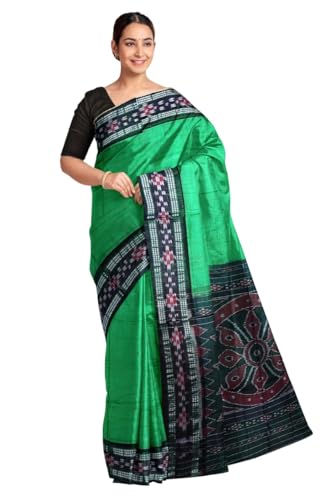 Image of COTTONSILK & KHANDUAPATA Odisha Sambalpuri Handloom Ikat Women Cotton Saree, Odisha Handloom Handmade Pure Cotton Khandua Saree, Ikkat Orissa Traditional Handloom Saree Without Blouse 430