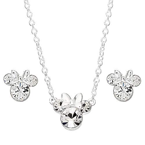 Disney Minnie Mouse Crystal Necklace and Stud Earrings and Set,