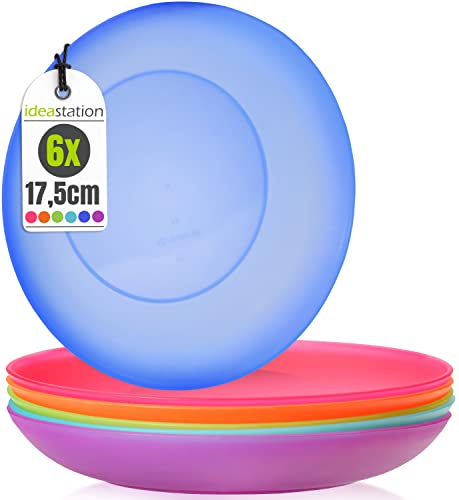 idea-station Neo platos plastico 6 x 17.5 cm - colores - platos bebe - vajilla infantil - plato camping