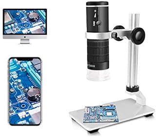 Jiusion WiFi USB Digital Microscope 50 to 1000x Wireless Magnification Endoscope 8 LED Mini HD Camera with Updated Stand Portable Case, Compatible with iPhone iPad Android Mac Windows Linux