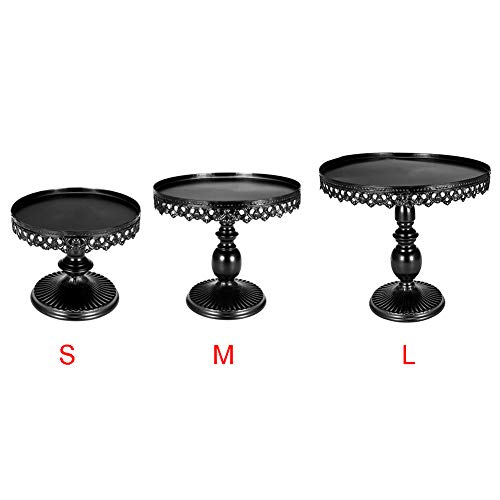 WOOPOWER Cake Stand, Round Cupcake Stands Metal Dessert Display with Pendants and Beads, Cake Stands Tray Wrought Iron Plates Party Birthday Dessert Display Wedding Decor - 7.8x6.8inch - Thumbnail 3