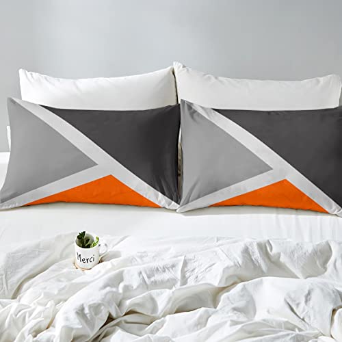 Juego de ropa de cama de geometría estética con estampado triangular tricolor 5