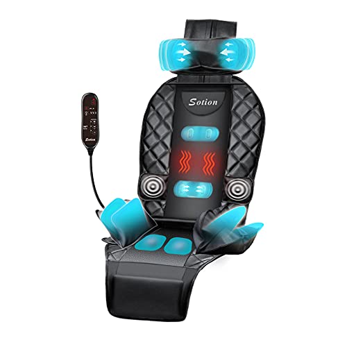 Sotion Back Massager with Compress & Heat, Vibrating Massage Chair Pad for Home or Office Use,Height Adjustable Massage Seat Helps Relieve Stress and Fatigue for Neck, Back, Waist and Hips