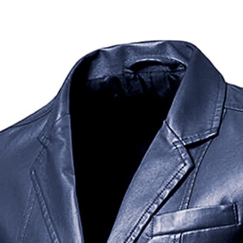 Mens 2 Button Leather Blazer Jacket Faux Leather Sport Suit Coat Regular Fit Lined Business PU Jackets3