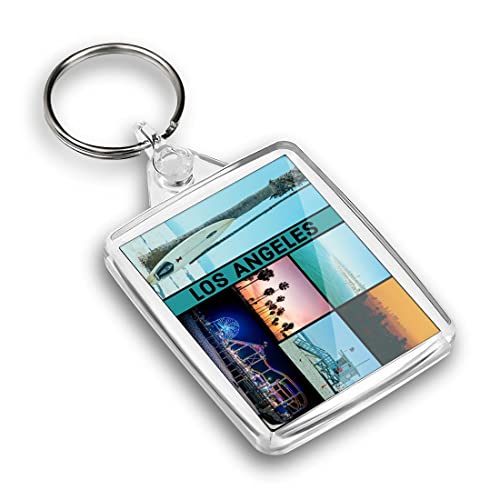 Image of Destination Vinyl Ltd 1 x IP02 Rectangle Passport Keyring Photo Los Angeles America USA Surf |Keychain|Keyring|Charm| #63186