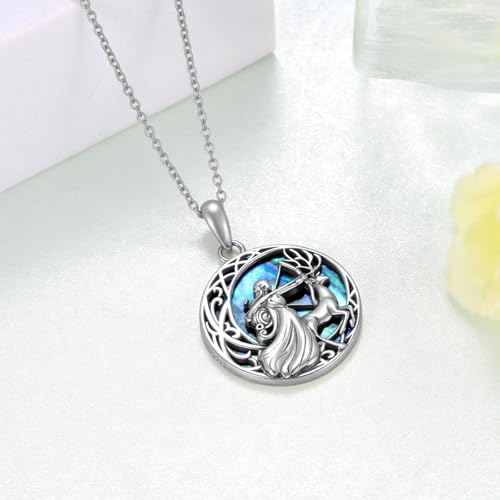 Greek Goddess Artemis Necklace 925 Sterling Silver Goddess Pendant Necklace Greek Mythology Jewelry Gifts for Women2