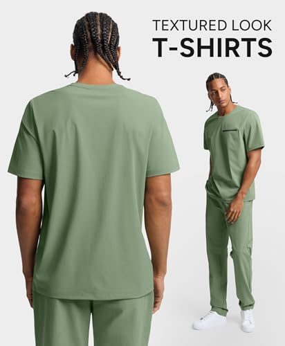BRXL BrxlMen Men's Short Sleeve Casual Shirts with Pocket Textured Look Moisture Wicking Running T-Shirts Green XL — view 6