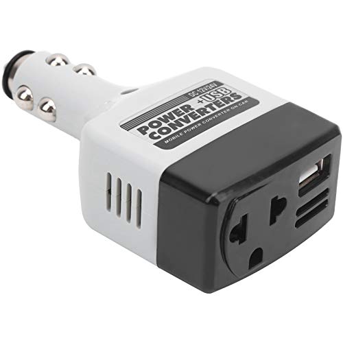 Inverter di alimentazione per auto KIMISS 10W, convertitore di alimentazione mobile da 12V a 220V Adattatore per caricabatteria da auto USB per ricarica del telefono cellulare (nero)