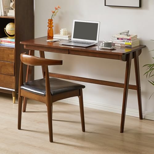 Bureau en chêne massif de style moderne milieu du siècle avec tiroirs couleur noyer 31 pouces