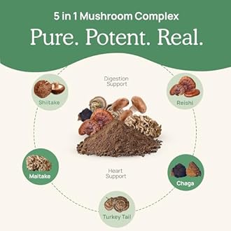 Real Mushrooms 5 Defenders Mushroom Supplements for Immune Support (200ct)