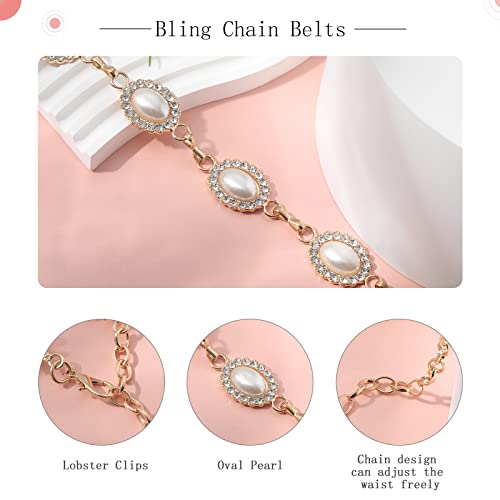 WELROG Metal Waist Chain Belt for Women - Pearls Gold Silver Chain Belts for Dresses Jeans3