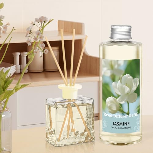 Image of STRN Reed Diffuser Oil Refill, Jasmine Fragrance Oil for Diffuser Refill 200ml, Long-Lasting for Home, Living Room, Bedroom, Spa, 6.8 fl oz