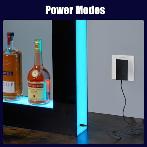 GarveeHome LED Lighted Liquor Bottle Display, 2 Tier 48-Inch LED Bar Display Rack with Remote & App Control, 16 Colors, 4 Modes, 1-8 H Timing, Acrylic Lighting Shelf for Home/Commercial Bars