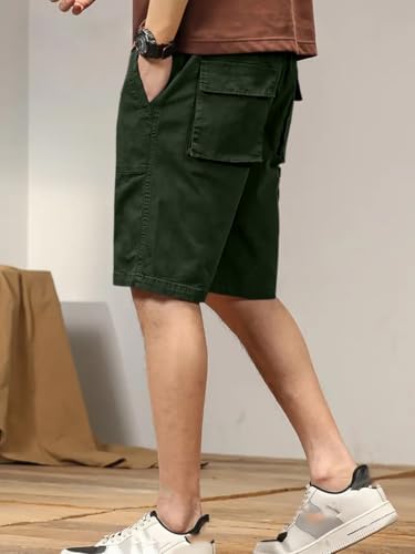 Image of Leriya Fashion Men Cotton Cargo Shorts | Lightweight Shorts Pant for Men | Elastic Waist with Drawstring | Casual Summer Cargo Short's for Man with Pockets