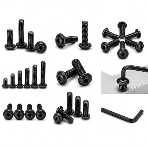 Image of By inchVP INDUSTRIES inch (Pcs-25) M6x50 mm Button Allen Flange Head Cap Screw Black Zinc Plated | High Tensile Hex Socket Round Head Bolt for Furniture, Woodworking & DIY Projects