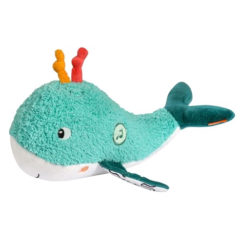 Fehn Aide au sommeil baleine - Aide au sommeil avec module sonore : doudou avec module sonore électronique amovible avec capteur Cry, pour bébés et tout-petits à partir de 0 mois