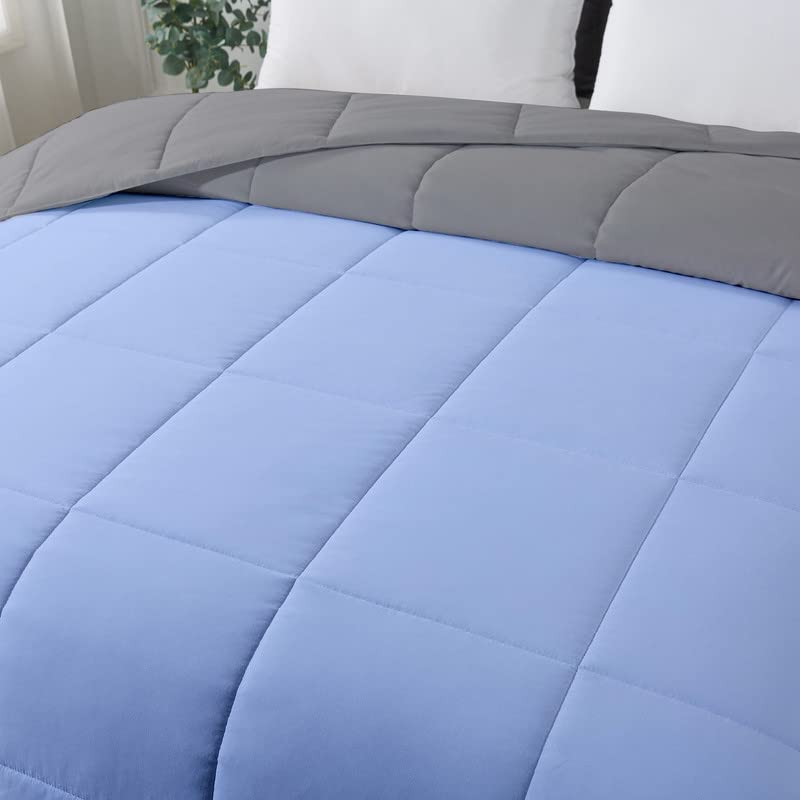 Image of Razzai Restful Sleep Microfiber Summer Season Ac Reversible Comforter 220 GSM (60 inch x 90 inch Inches /152cm x 228cm) - Single Bed Comforter|Silver /Sky Blue|