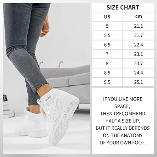 Sosenfer Hightop Wedge Sneakers Women Hidden Heel High Top Sneakers For Women Fashion Ankle Walking Shoes All White 8 #TOP4